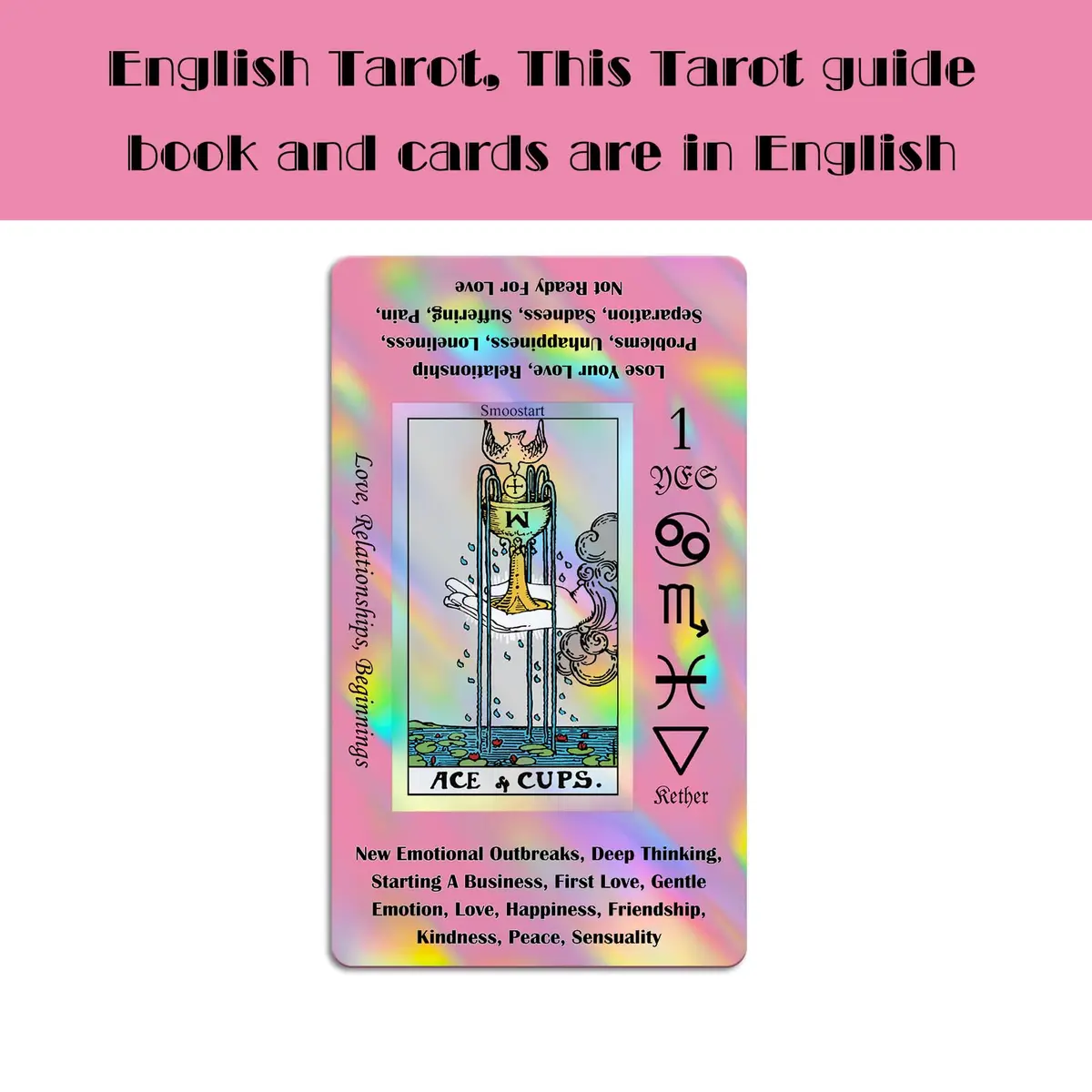 Smoostart Holographic Pink Tarot Cards for Beginners with Meanings on Them | Detailed Guide & Elegant Design - view 8
