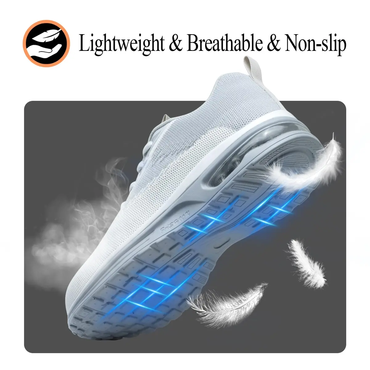 LANSNBO Steel Toe Shoes for Women Comfortable Work Sneakers Grey 10.5 | Impact & Puncture Safety - view 5