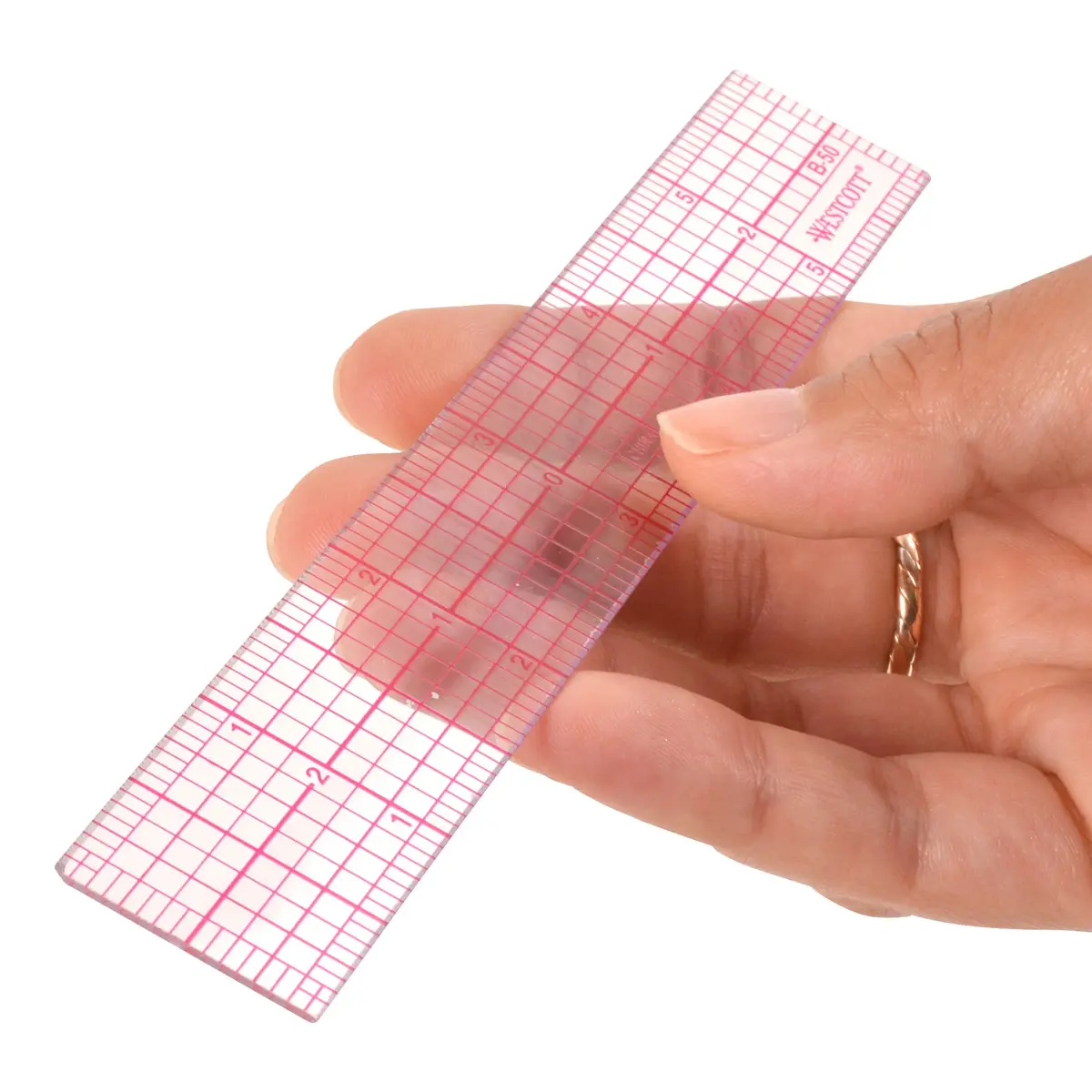 Westcott 6-Inch Beveled Transparent Ruler (B-50) - Pack of 2 | Precision Drafting Tool with Metric & Imperial Scales - view 3