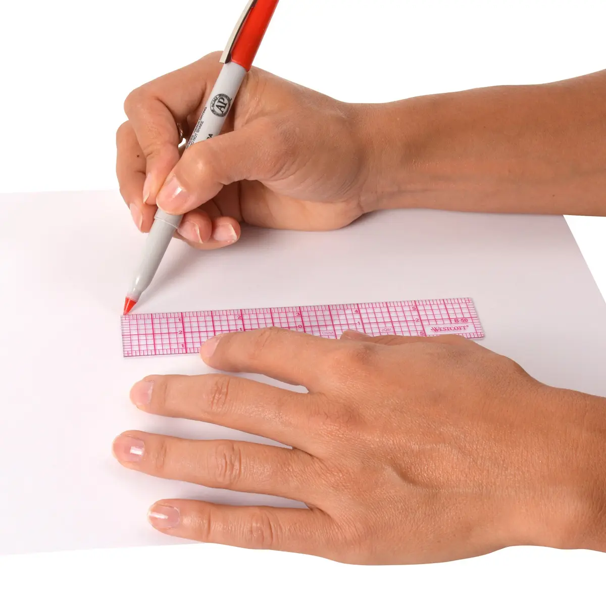 Westcott 6-Inch Beveled Transparent Ruler (B-50) - Pack of 2 | Precision Drafting Tool with Metric & Imperial Scales - view 4