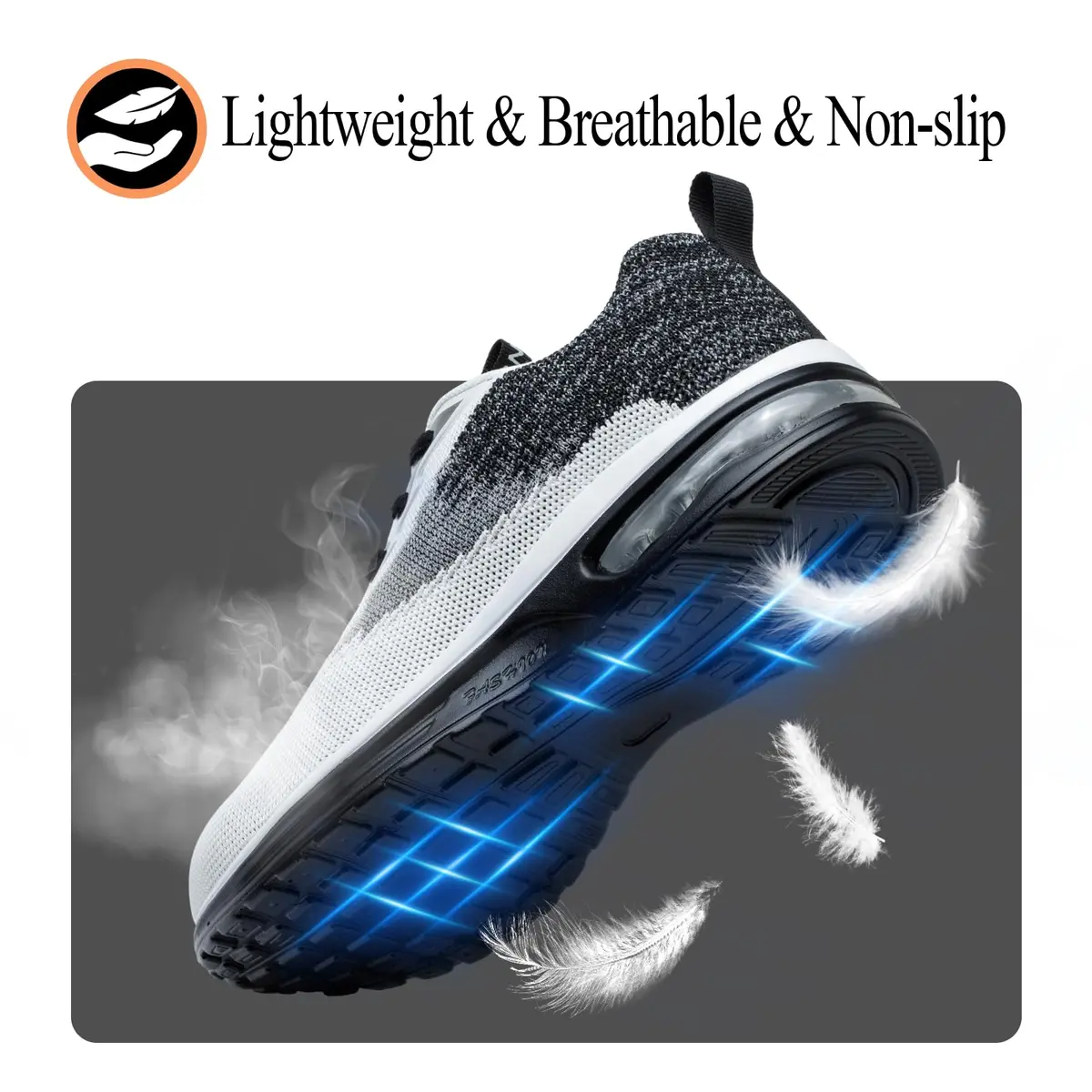 LANSNBO Steel Toe Shoes for Women Comfortable Work Sneakers Black 7.5 | Impact & Puncture Protection - view 5