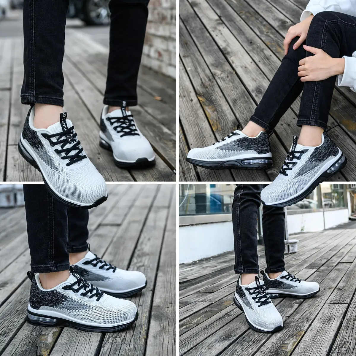LANSNBO Steel Toe Shoes for Women Comfortable Work Sneakers Black 7.5 | Impact & Puncture Protection - view 2