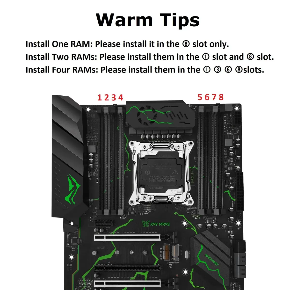 MACHINIST X99 MR9S ATX Motherboard LGA 2011-3 DDR4 ECC 256GB RAM | Supports Intel Xeon E5 V3/V4 & Core i7 5th/6th Gen - view 7