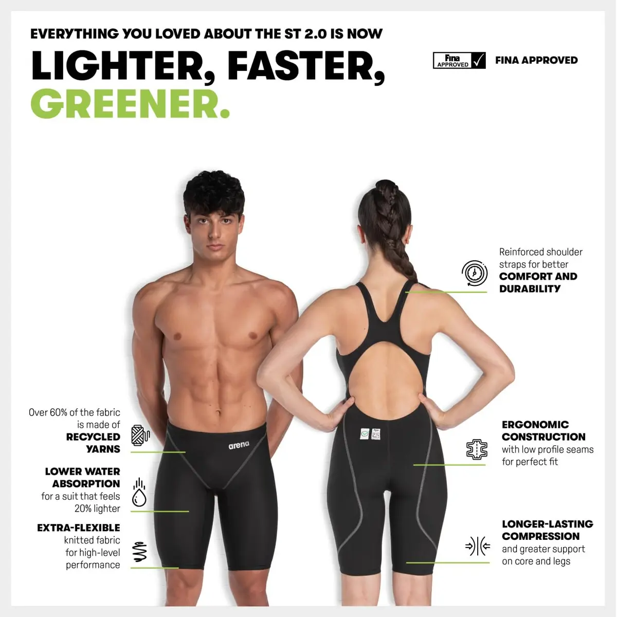ARENA Powerskin ST Next Open Back Junior Girls' Competition Racing Swimsuit 24 | Eco-Friendly, Fast & Durable - view 5
