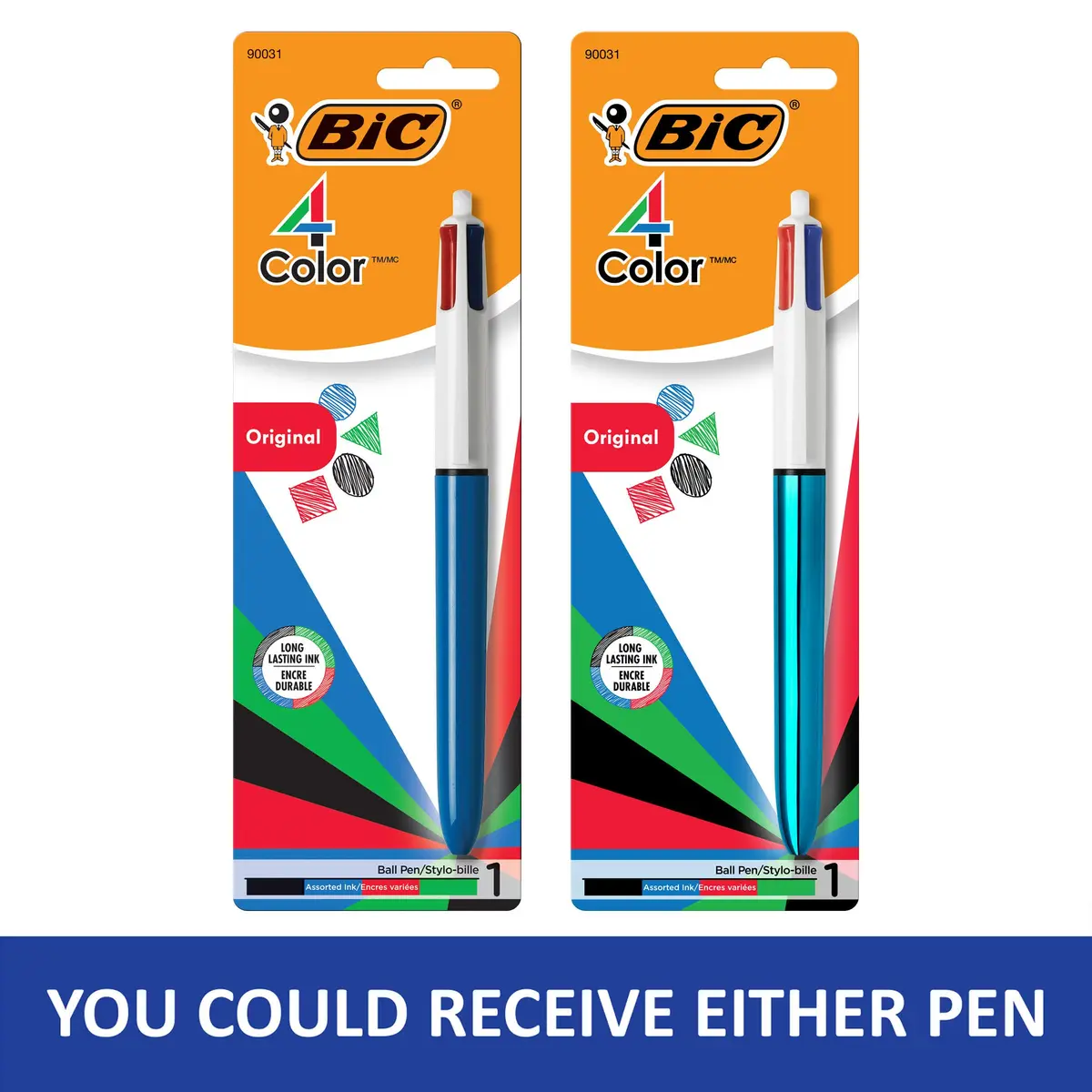 BIC 4-Color Original Retractable Ball Pens, Medium Point (1.0mm), 2-Pack | Smooth Ink Flow - view 3