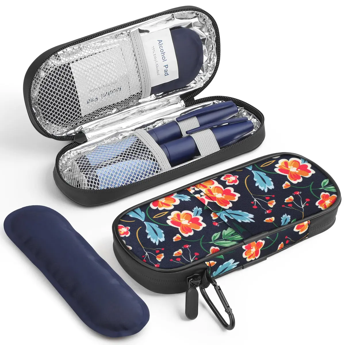 Gelozid Insulin Cooler Travel Case Red Flower | Compact, Insulated Diabetic Organizer (70-120c) - main product image