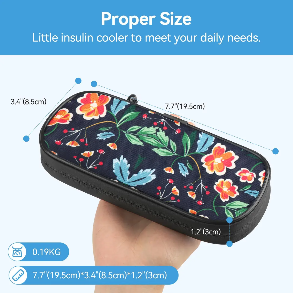 Gelozid Insulin Cooler Travel Case Red Flower | Compact, Insulated Diabetic Organizer (70-120c) - view 5