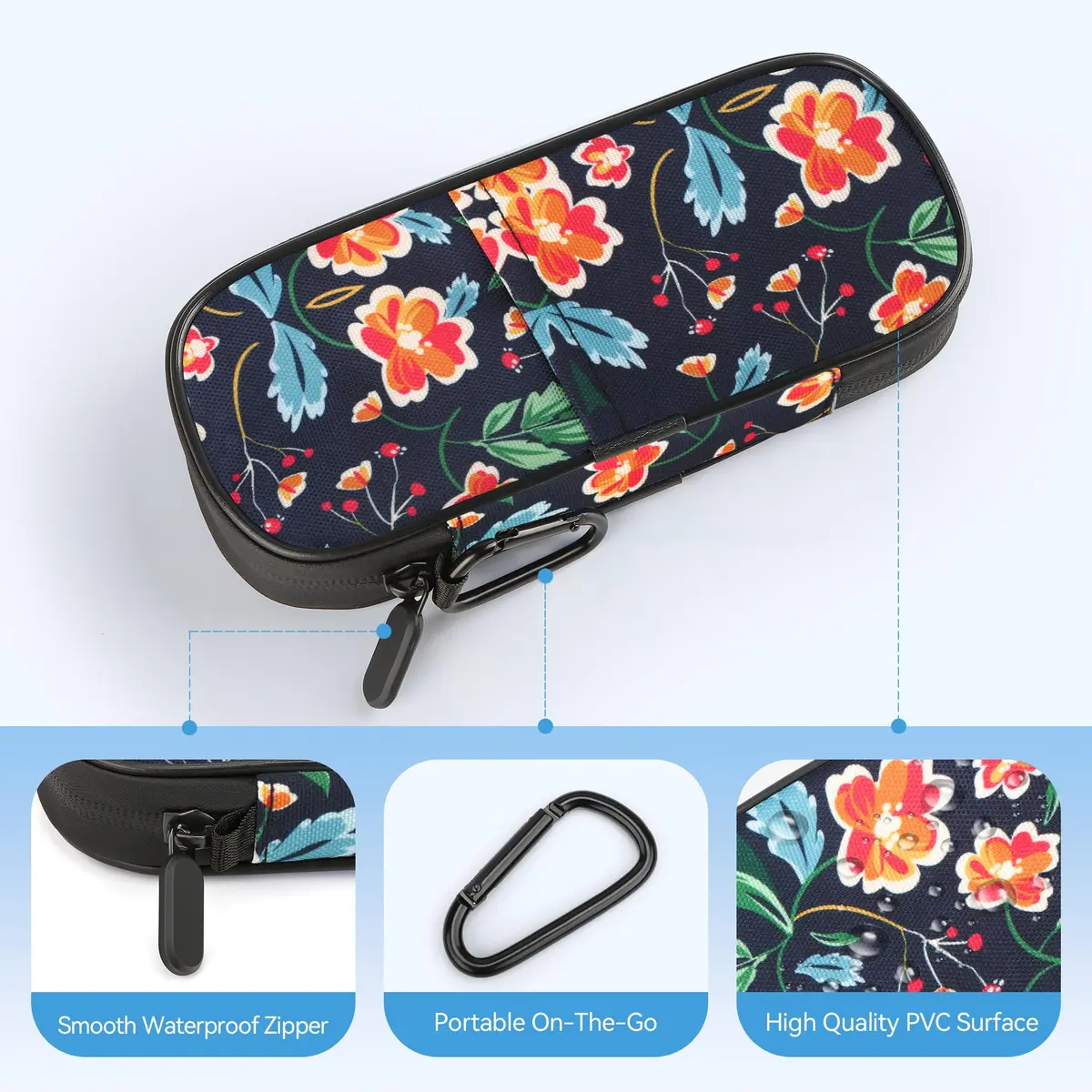 Gelozid Insulin Cooler Travel Case Red Flower | Compact, Insulated Diabetic Organizer (70-120c) - view 4