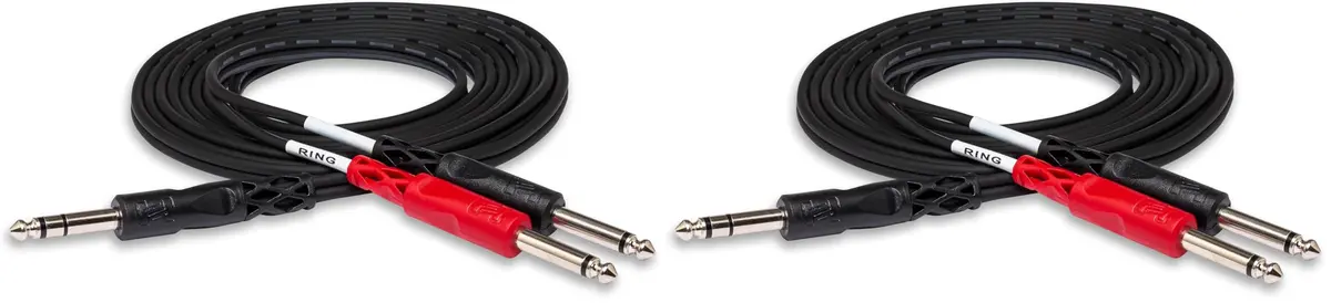 Hosa STP-203 1/4" TRS to Dual 1/4" TS Insert Cable 3m Pack of 2 | Durable Copper Audio Cable - main product image