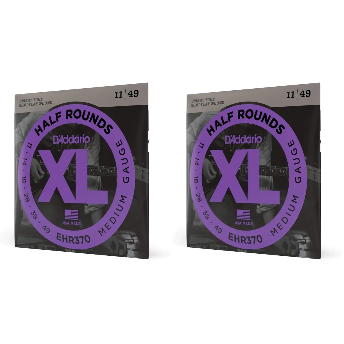 D'Addario XL Half Rounds Electric Guitar Strings EHR370 Medium 11-49 (Pack of 2) | Smooth Feel, Reduced Finger Noise - main product image