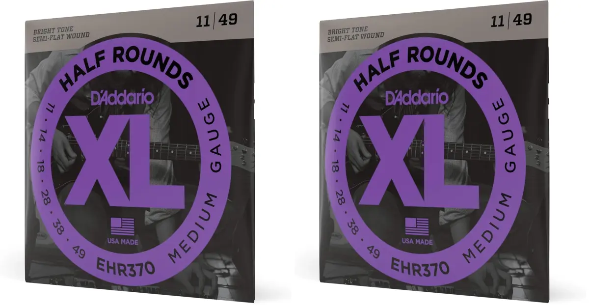 D'Addario XL Half Rounds Electric Guitar Strings EHR370 Medium 11-49 (Pack of 2) | Smooth Feel, Reduced Finger Noise - main product image