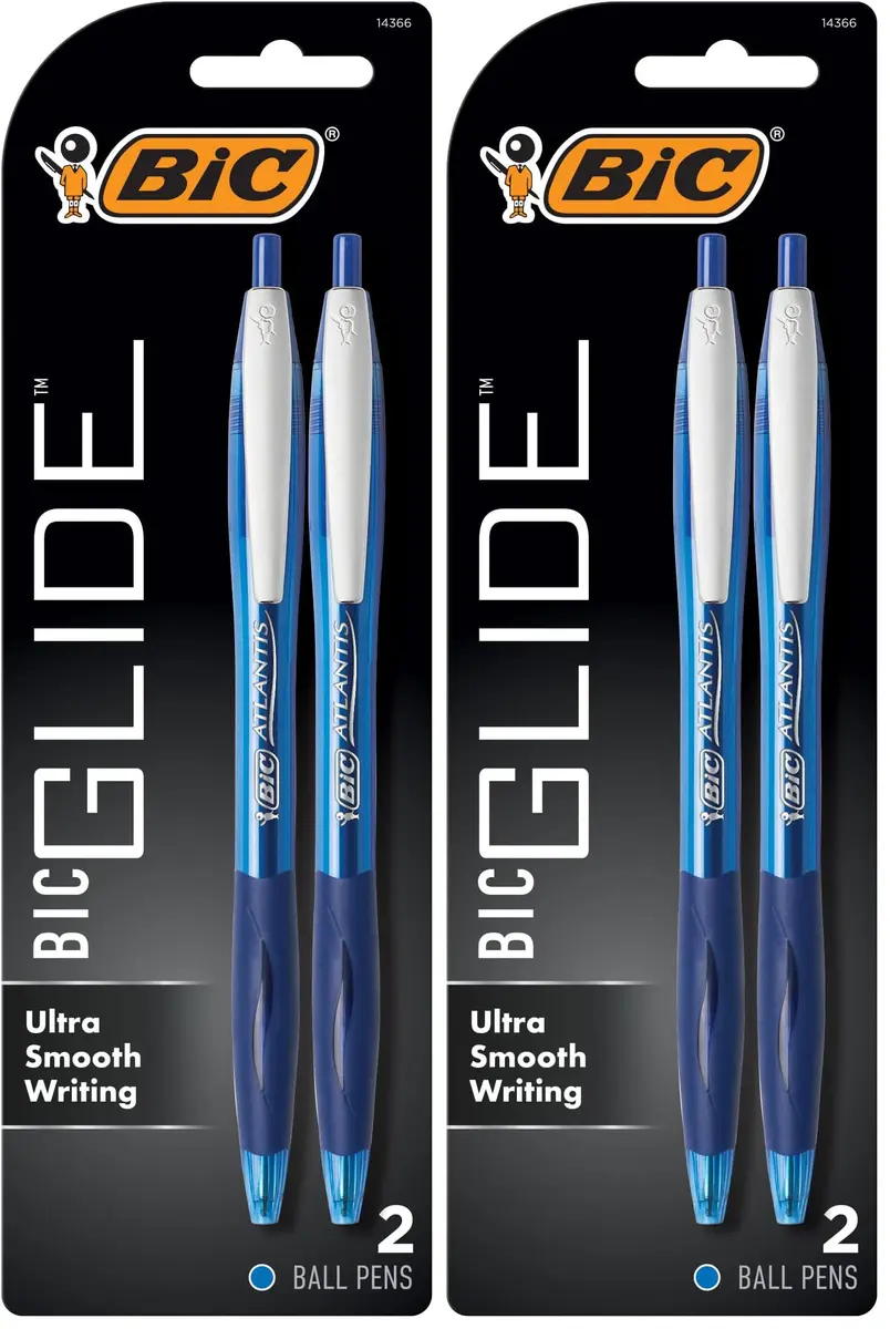 BIC Atlantis Original Retractable Ballpoint Pens, Medium Point 1.0mm Blue, 2-Count | Smooth Writing for Students & Office - main product image