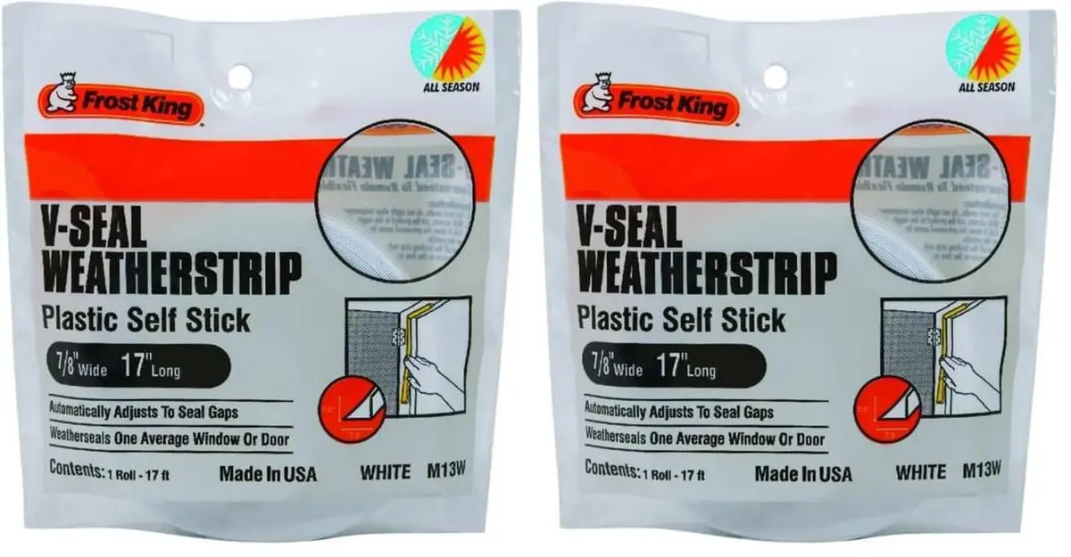 Frost King M13WH V-Seal Weather-Strip 2 x 17 ft (10.36 m) White | Seals Gaps Against Drafts, Dust, and Water - main product image
