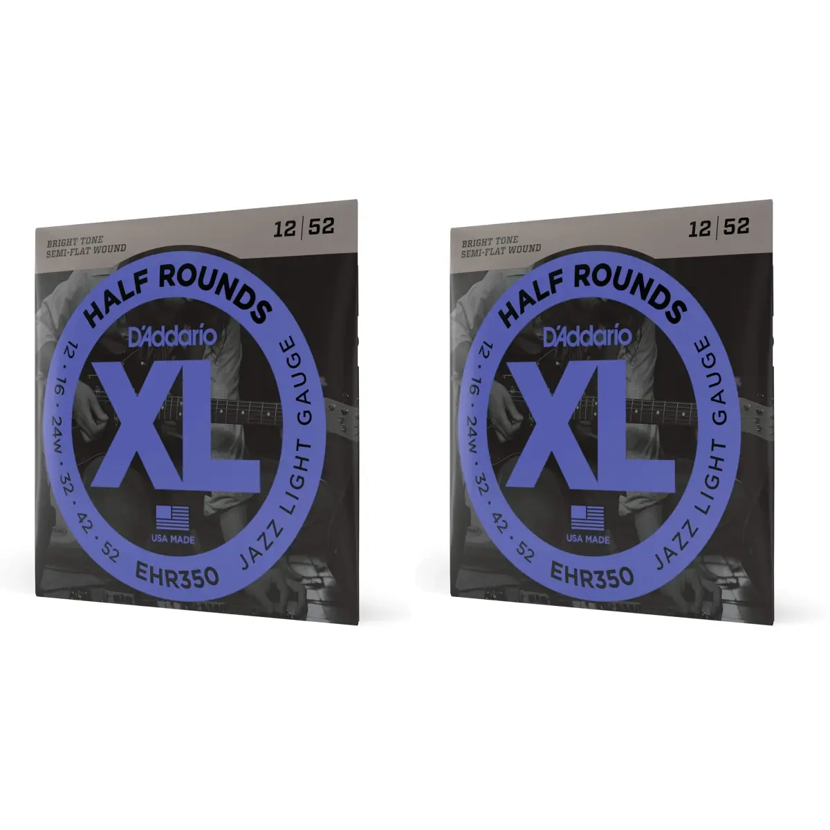 D'Addario XL Half Rounds Electric Guitar Strings - Jazz Light 12-52 (Pack of 2) | Smooth Feel, Reduced Finger Noise - main product image
