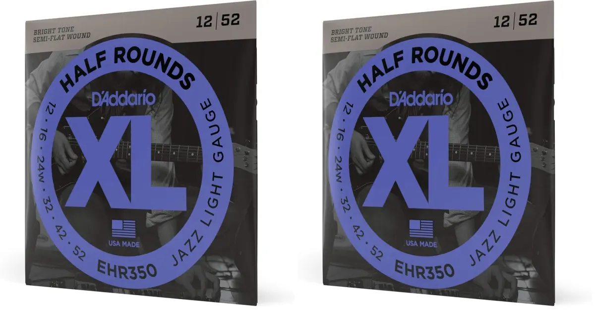 D'Addario XL Half Rounds Electric Guitar Strings - Jazz Light 12-52 (Pack of 2) | Smooth Feel, Reduced Finger Noise - main product image