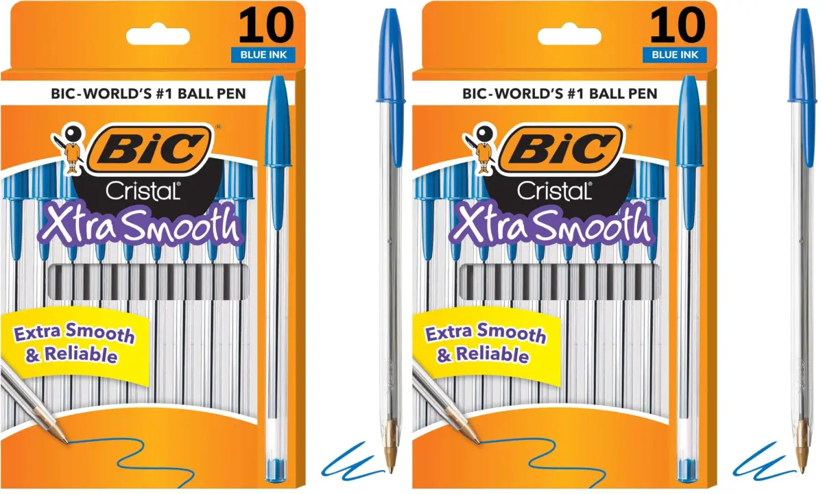 BIC Cristal Xtra Smooth Stic Ballpoint Pens, Medium Point 1.0mm, Blue Ink | 20-Count Pack | Smooth Writing - main product image
