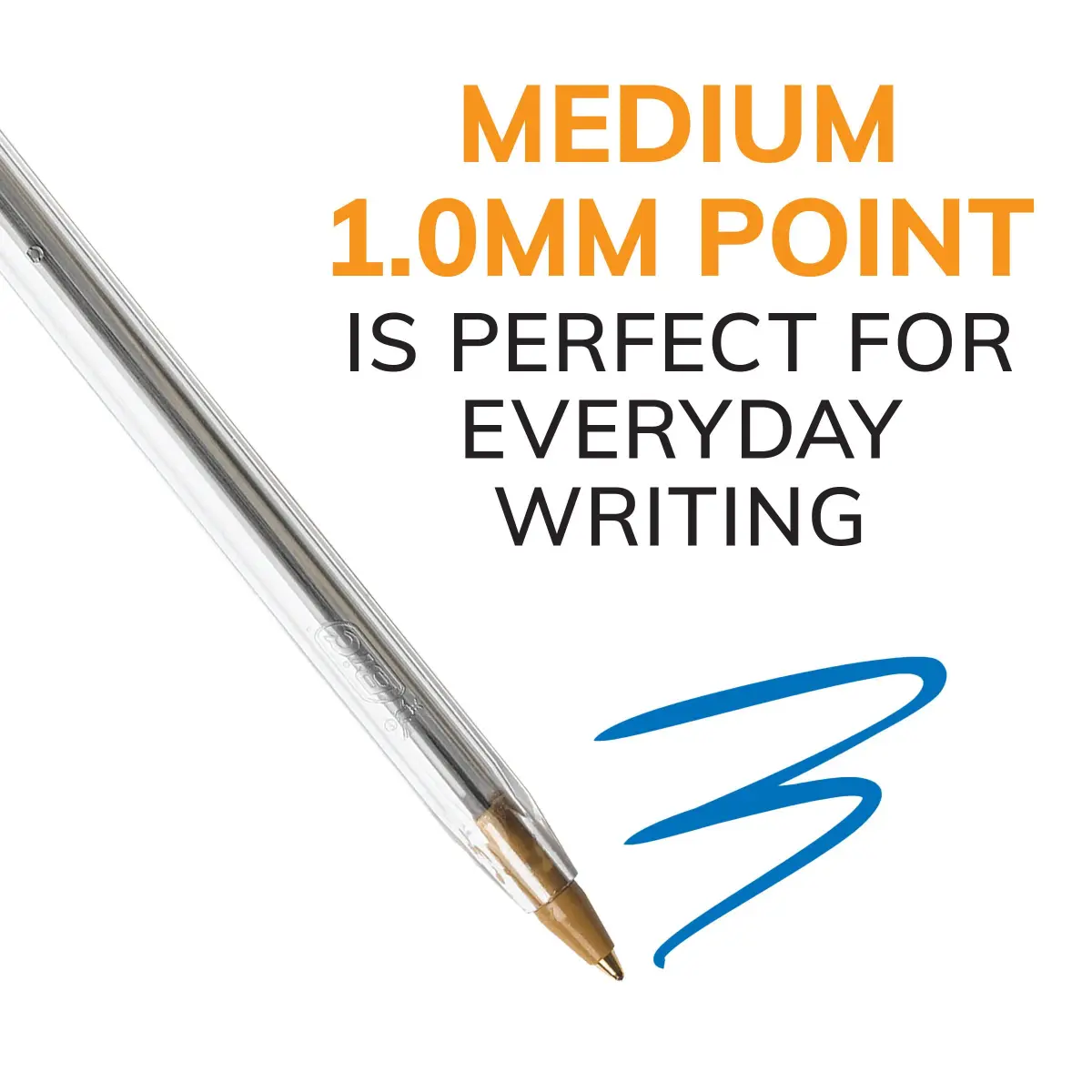 BIC Cristal Xtra Smooth Stic Ballpoint Pens, Medium Point 1.0mm, Blue Ink | 20-Count Pack | Smooth Writing - view 3