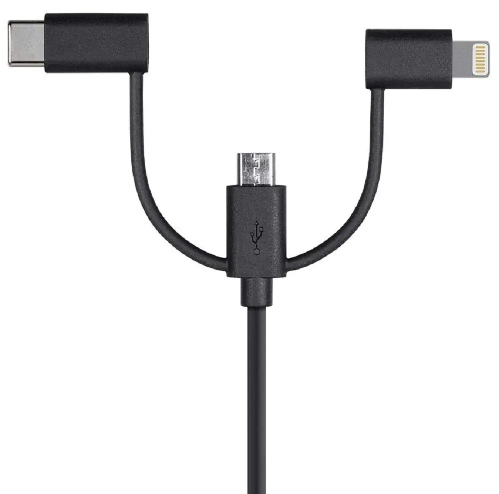 Monoprice 118789 Apple MFi Certified USB to Micro USB + USB Type-C + Lightning Cable 3ft Black | 3-in-1 Charge & Sync - view 5