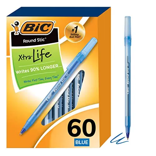 BIC Round Stic Xtra Life Ballpoint Pens, Medium Point 1.0mm, Blue, 540 Count | Smooth Ink Flow for Writing Comfort - main product image