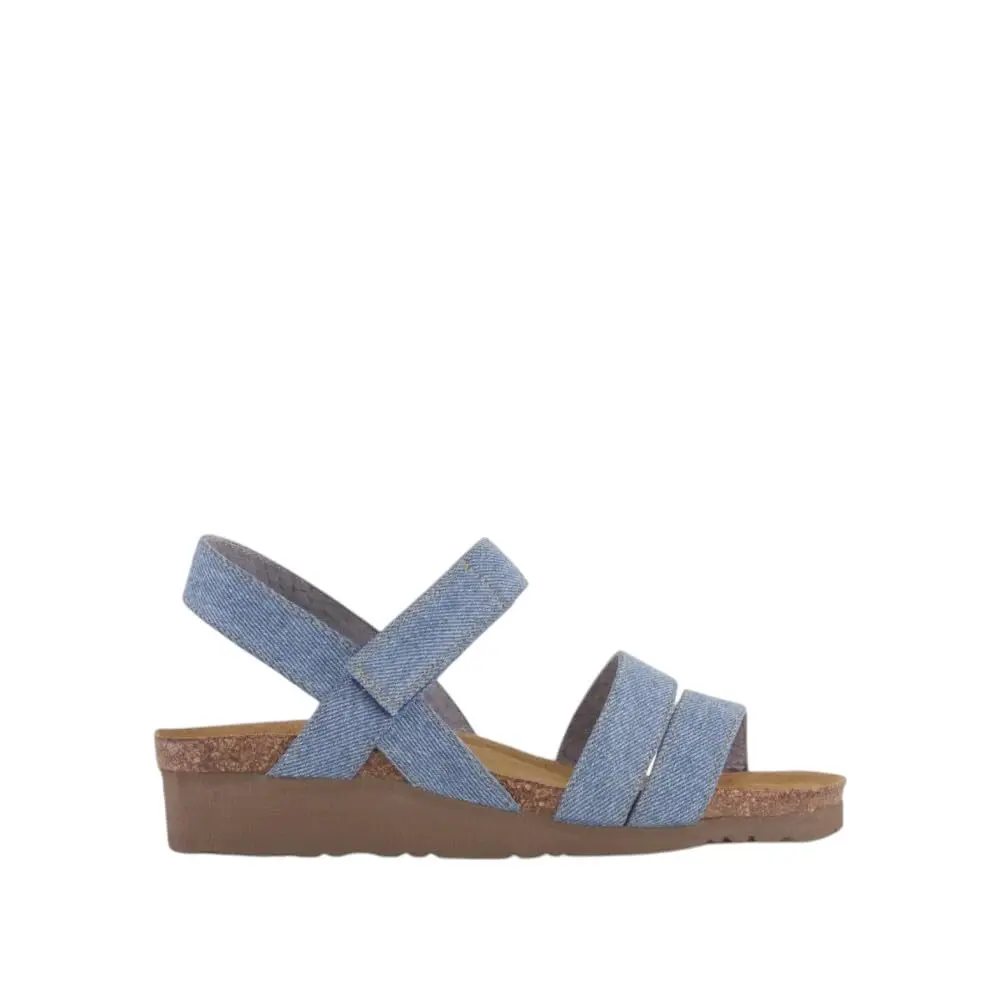 Naot Kayla Women's Sandals – 3-Strap Support with Backstrap, Cork-Latex Footbed, Arch Support – Comfortable for All-Day Walking Medium Denim - main product image