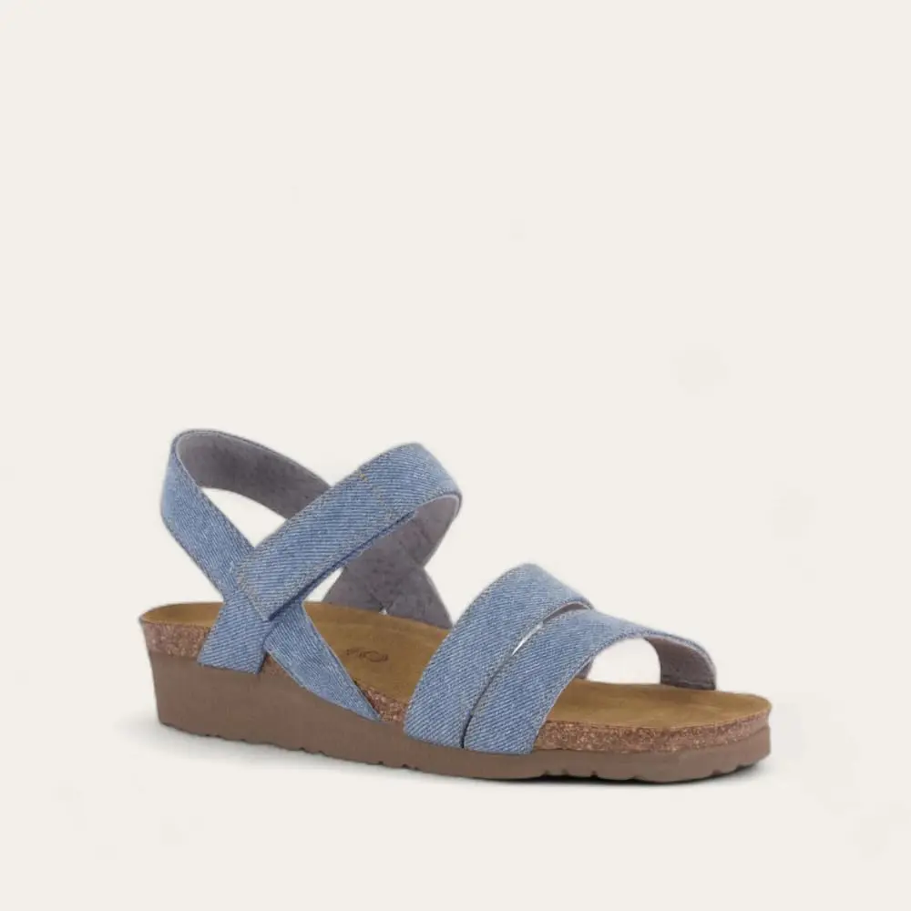 Naot Kayla Women's Wedge Sandals – 3-Strap Support with Backstrap, Cork-Latex Footbed, Arch Support, Denim, 6-6.5 N-M US - view 2
