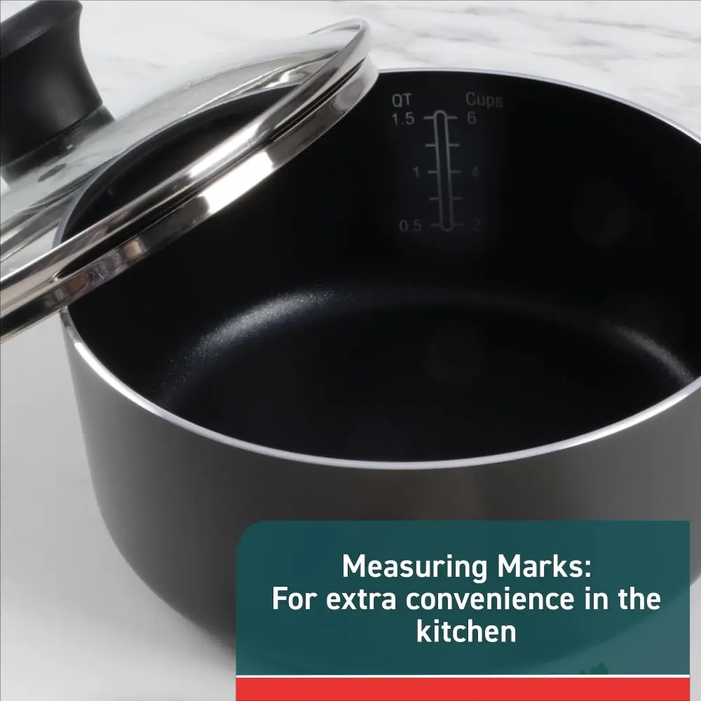 T-Fal Initiatives Nonstick Cookware Set 6 Piece | Oven Safe up to 350°F, Dishwasher Safe, Gray - view 5