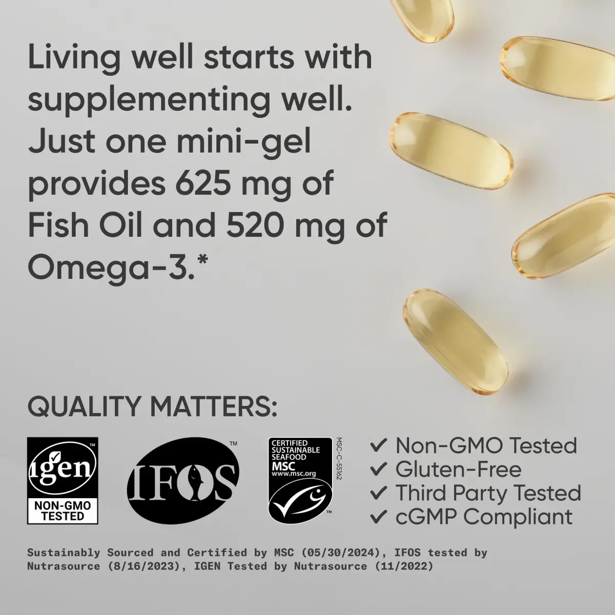 Sports Research Omega-3 Fish Oil Minis from Wild Alaska Pollock 120 Count | Triple Strength EPA/DHA, 520mg Omega-3, MSC Certified - view 4