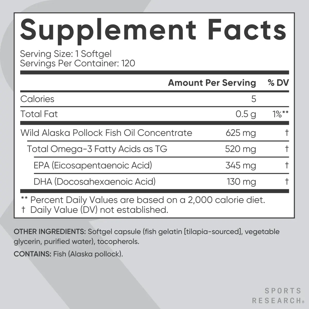 Sports Research Omega-3 Fish Oil Minis from Wild Alaska Pollock 120 Count | Triple Strength EPA/DHA, 520mg Omega-3, MSC Certified - view 5