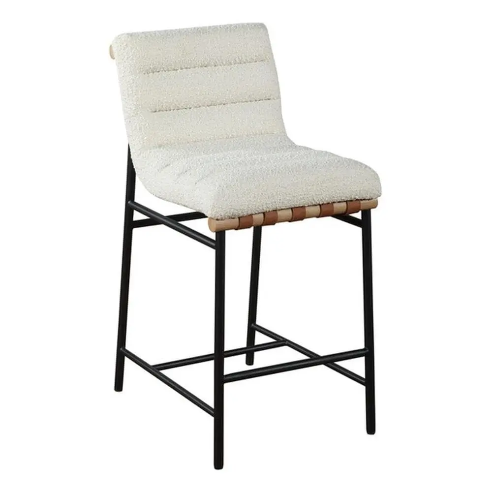 Lilola Living Lahni 18" W White Boucle Fabric Counter Height Chair | Fully Assembled, Modern Upholstered Bar Stool - main product image