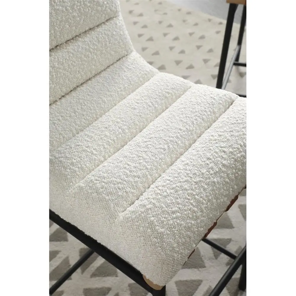 Lilola Living Lahni 18" W White Boucle Fabric Counter Height Chair | Fully Assembled, Modern Upholstered Bar Stool - view 4