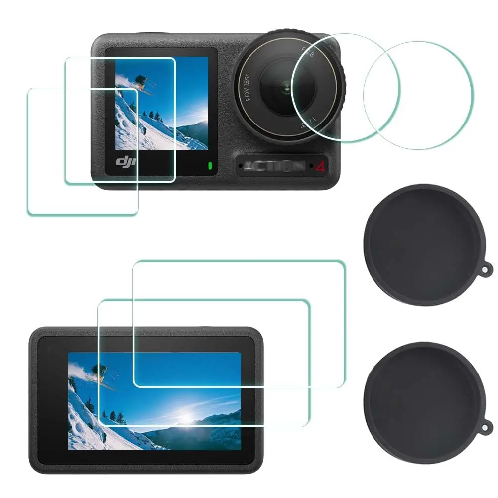 ULBTER Screen Protector for DJI OSMO Action 4 Camera + Lens Cap | 9H Tempered Glass, Bubble-Free, HD Clarity - main product image