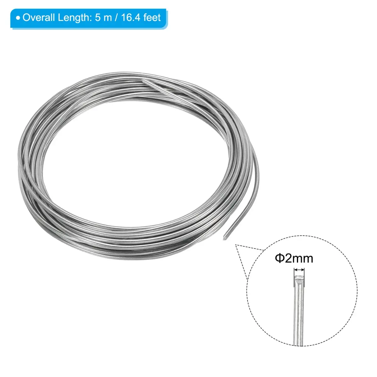 PATIKIL 99.99% High Purity Zinc Wire 2mm (16.4ft/5m) | Soft, Bendable Craft Wire for Shaping & DIY - view 2