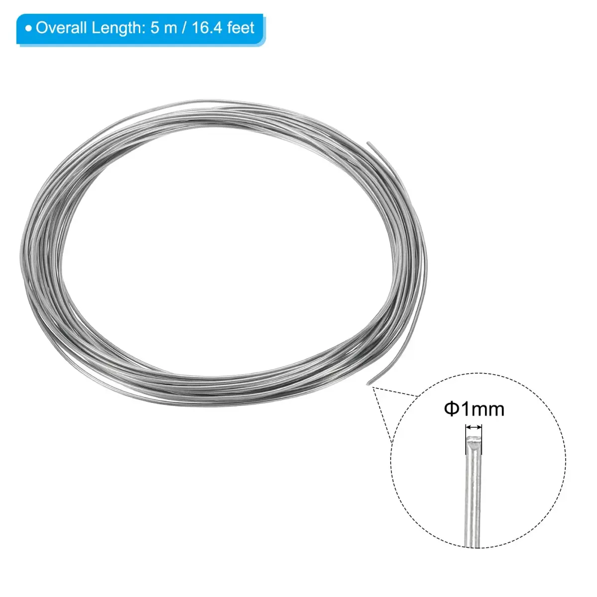PATIKIL 99.995% Pure Zinc Wire 20 Gauge 1mm Diameter, 10m (32.8ft) Total Length | Corrosion-Resistant Craft Wire for Shaping & Embellishment - view 2