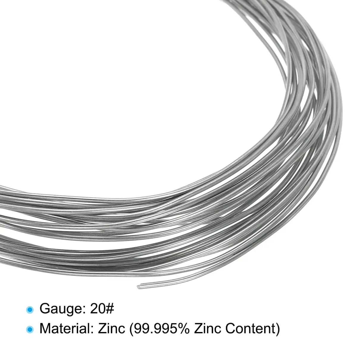 PATIKIL 99.995% Pure Zinc Wire 20 Gauge 1mm Diameter, 10m (32.8ft) Total Length | Corrosion-Resistant Craft Wire for Shaping & Embellishment - view 4