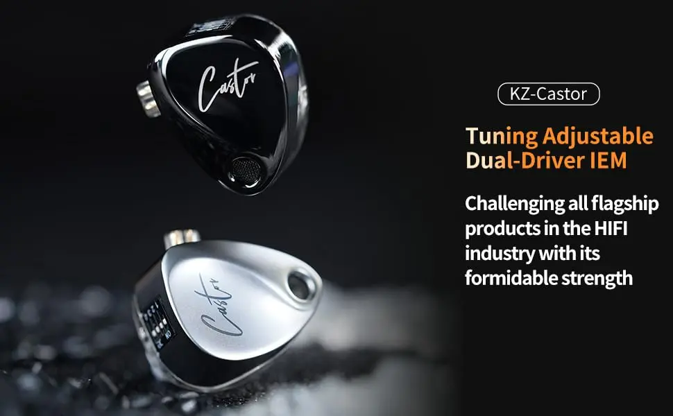 EZ EAR KZ Castor Wired In-Ear Monitor Headphones 2DD Tuning Adjustable Bass - view 6