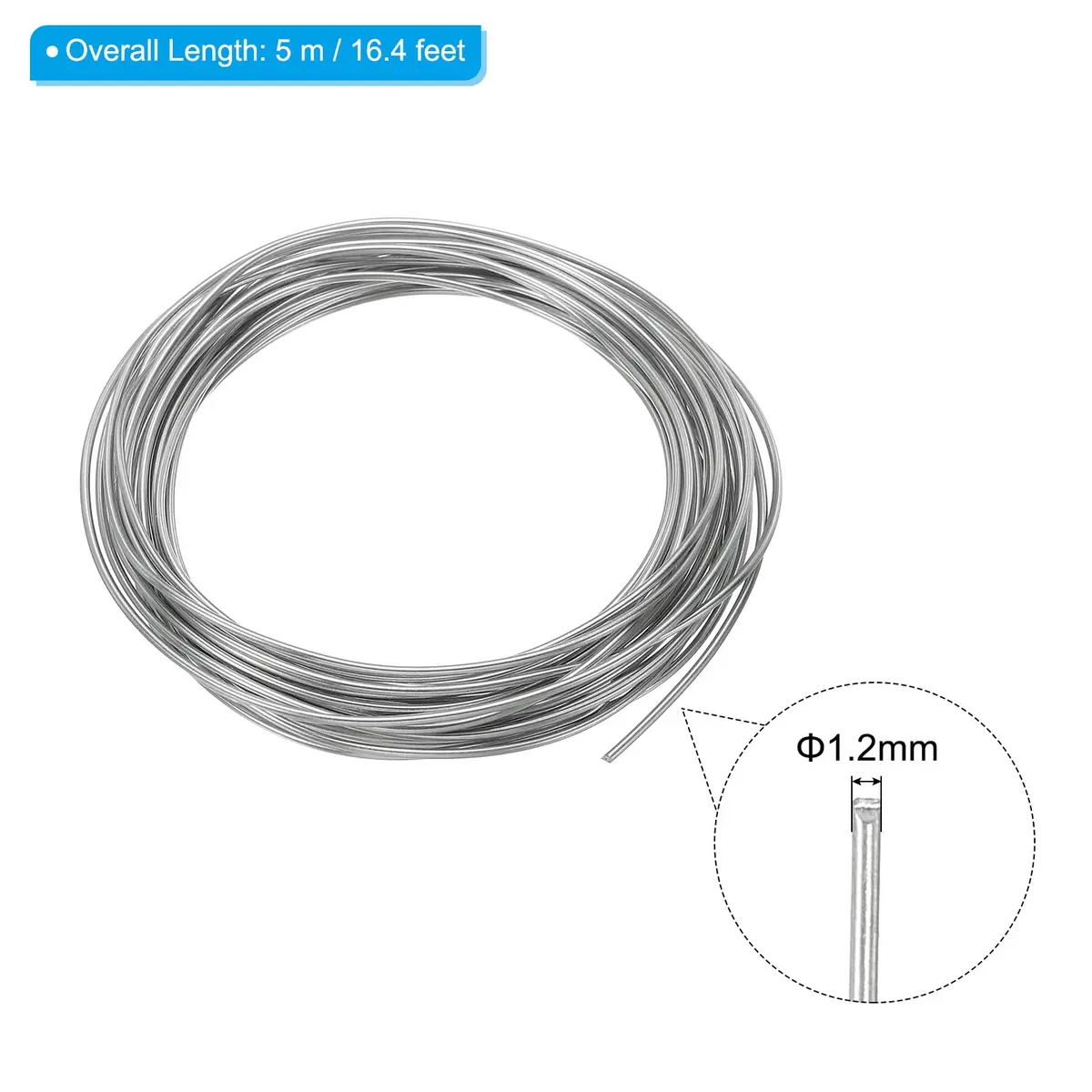 PATIKIL 99.99% High Purity Zinc Wire 1.2mm (16.4 Ft / 5 m) | Soft Beading Lab Scientific Experiment Tool - view 2