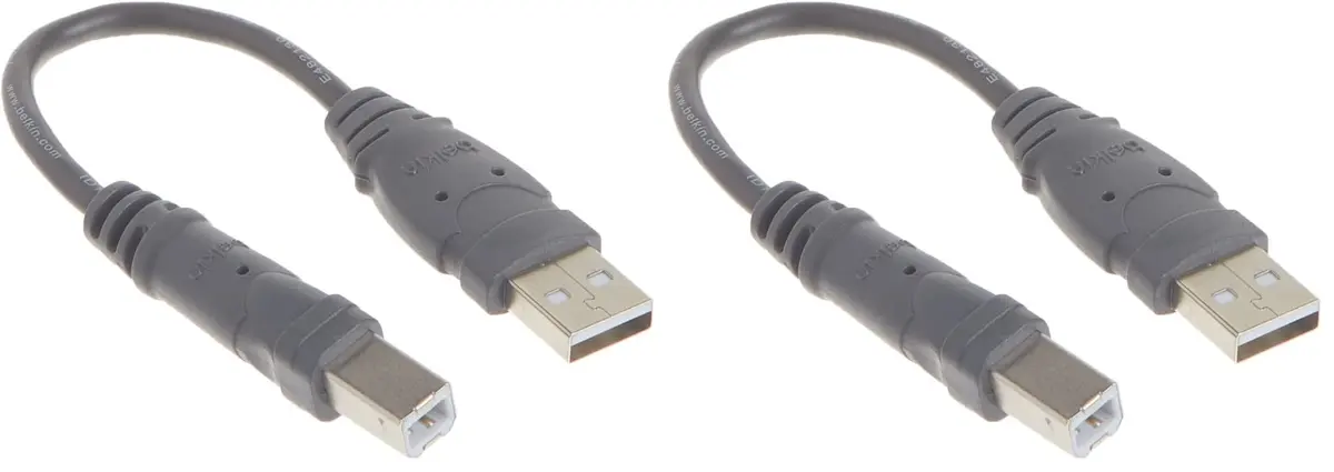 Belkin USB A/B Device Daisy Chain Cable 15cm (6 Inches) Pack of 2 | Connects Printers, Hubs, and More - main product image