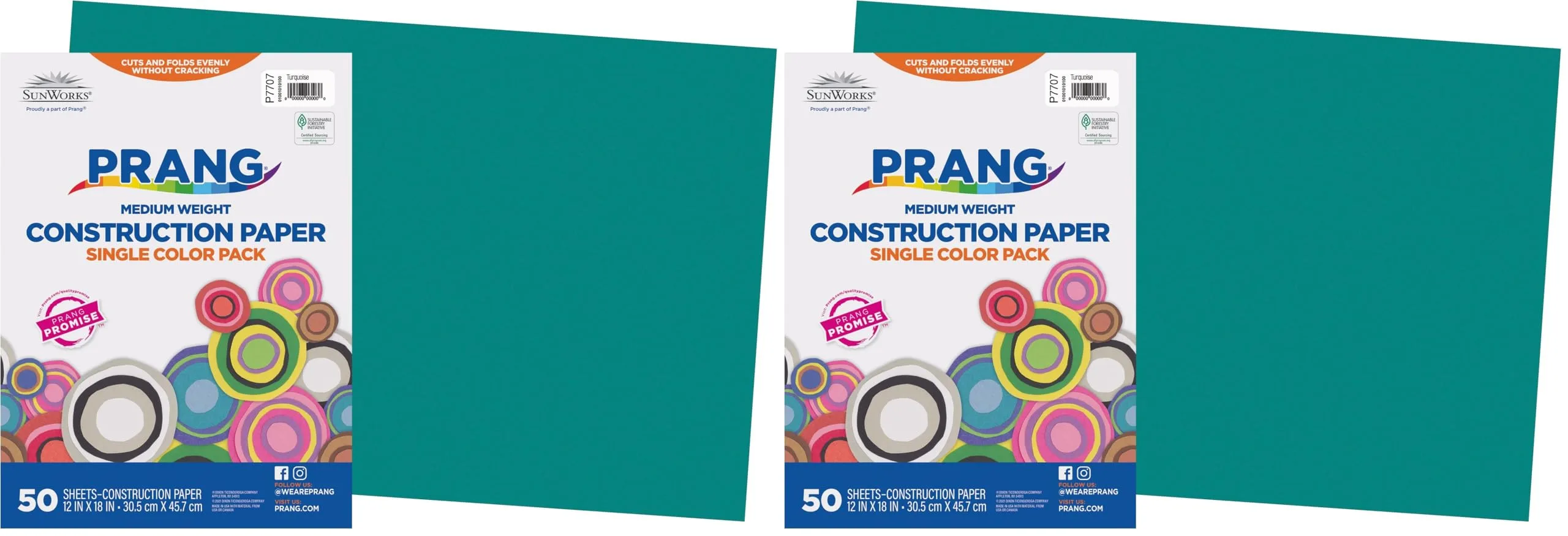 Prang Turquoise Construction Paper, 12" x 18" (100 Sheets Total) | USA Imported Art Paper - main product image