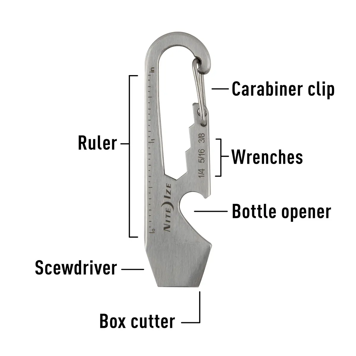 Nite Ize KMT-11-R3 Carabiner Multi-Tool | Stainless Steel, 2 Pack, Silver - view 8