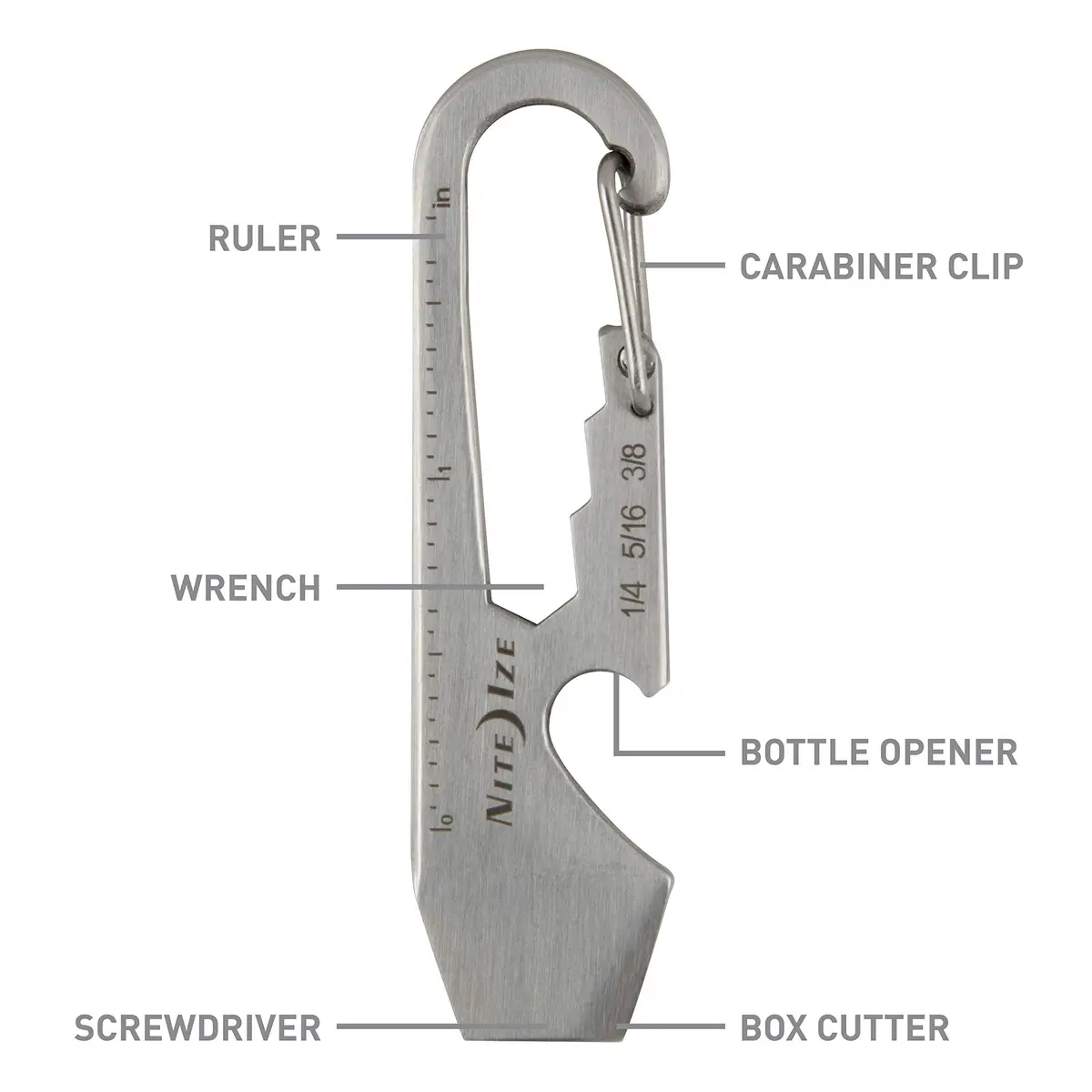 Nite Ize KMT-11-R3 Carabiner Multi-Tool | Stainless Steel, 2 Pack, Silver - view 4