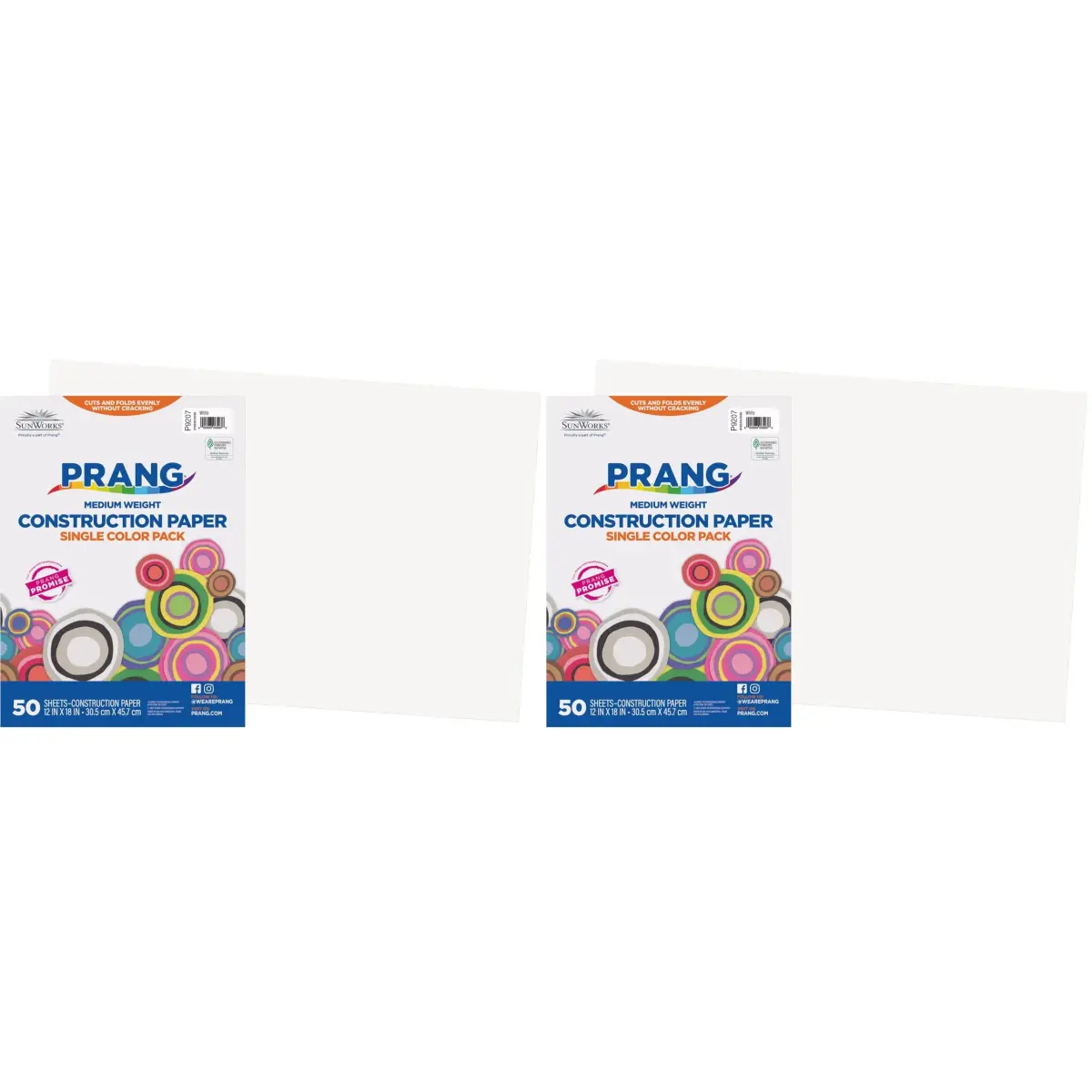 Prang Construction Paper, White, 12" x 18", 100 Sheets (Pack of 2) | Medium Weight Art Paper for Crafts - main product image