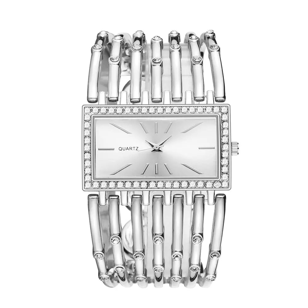 Dacdyi Silver Women's Quartz Watch | Elegant Crystal Accented Square Dial (7.68 inch, alloy) - main product image