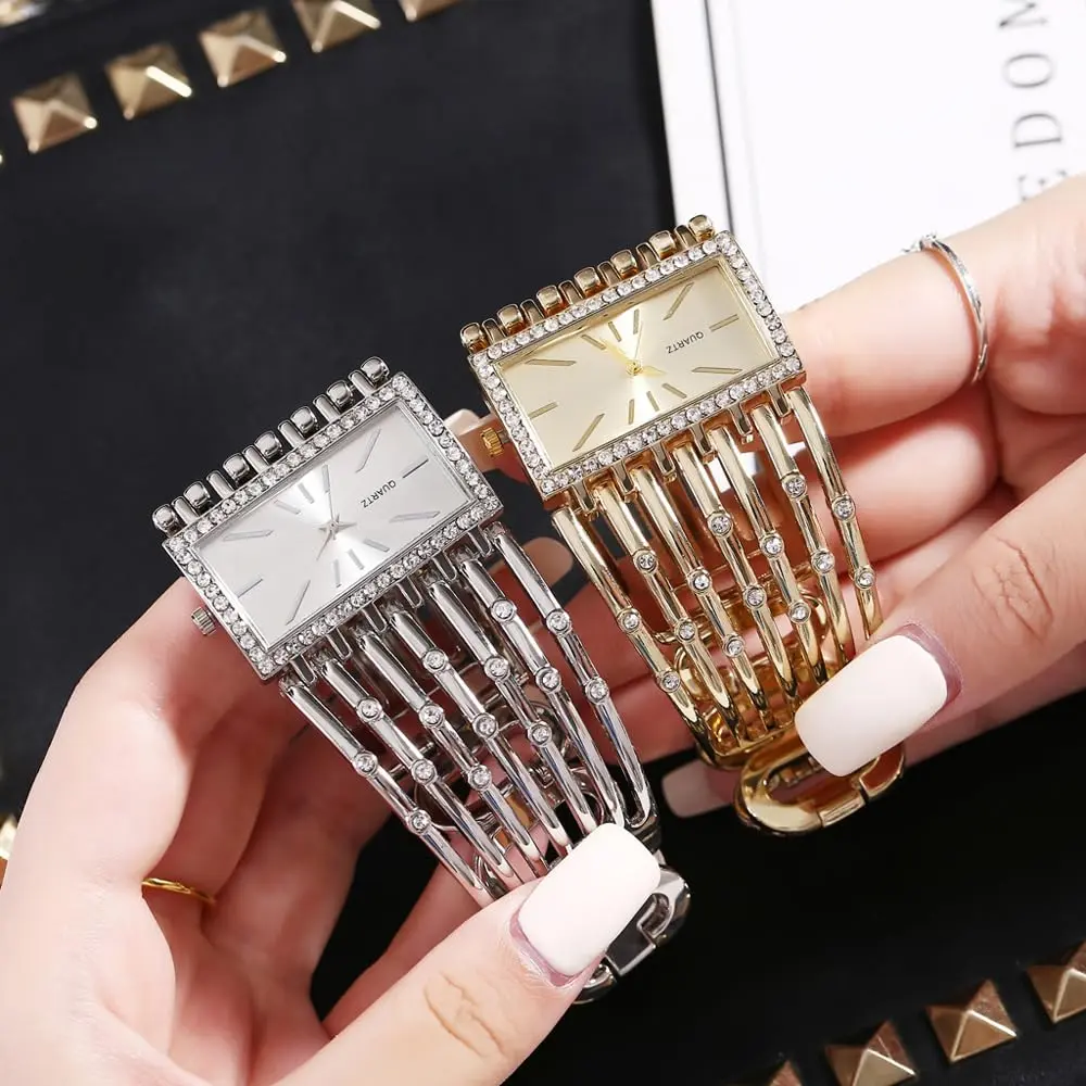 Dacdyi Silver Women's Quartz Watch | Elegant Crystal Accented Square Dial (7.68 inch, alloy) - view 2