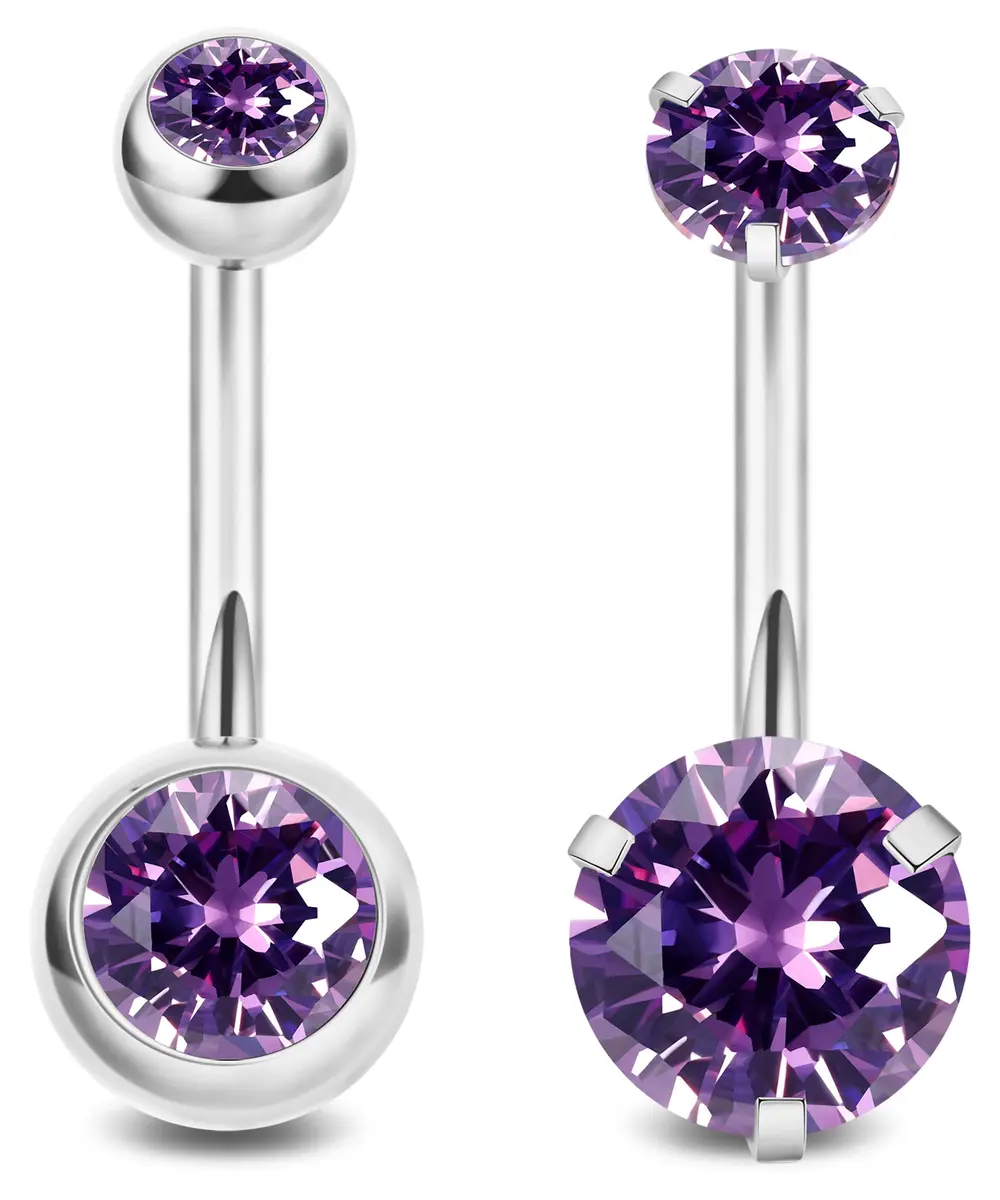NICEIGHT 2PCS 14G Surgical Steel Belly Button Rings | CZ Navel Piercing Jewelry for Women (10mm) | Hypoallergenic & Trendy - main product image