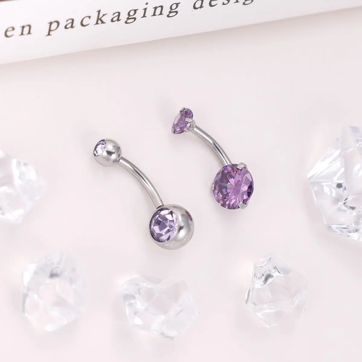 NICEIGHT 2PCS 14G Surgical Steel Belly Button Rings | CZ Navel Piercing Jewelry for Women (10mm) | Hypoallergenic & Trendy - view 2