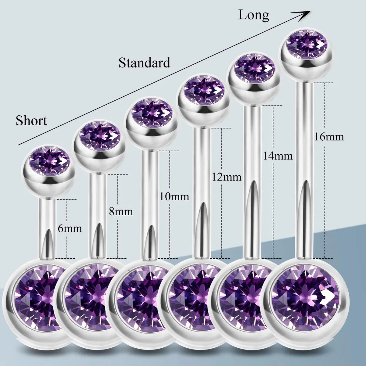 NICEIGHT 2PCS 14G Surgical Steel Belly Button Rings | CZ Navel Piercing Jewelry for Women (10mm) | Hypoallergenic & Trendy - view 4