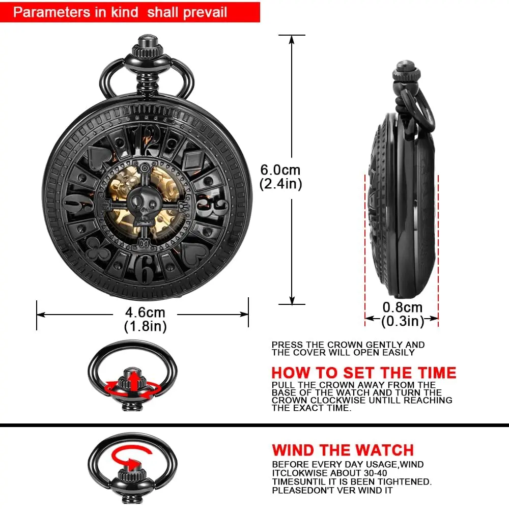 Alwesam Pocket Watch Men's Hand Wind Mechanical Roman Numerals 48mm Alloy Case - view 6