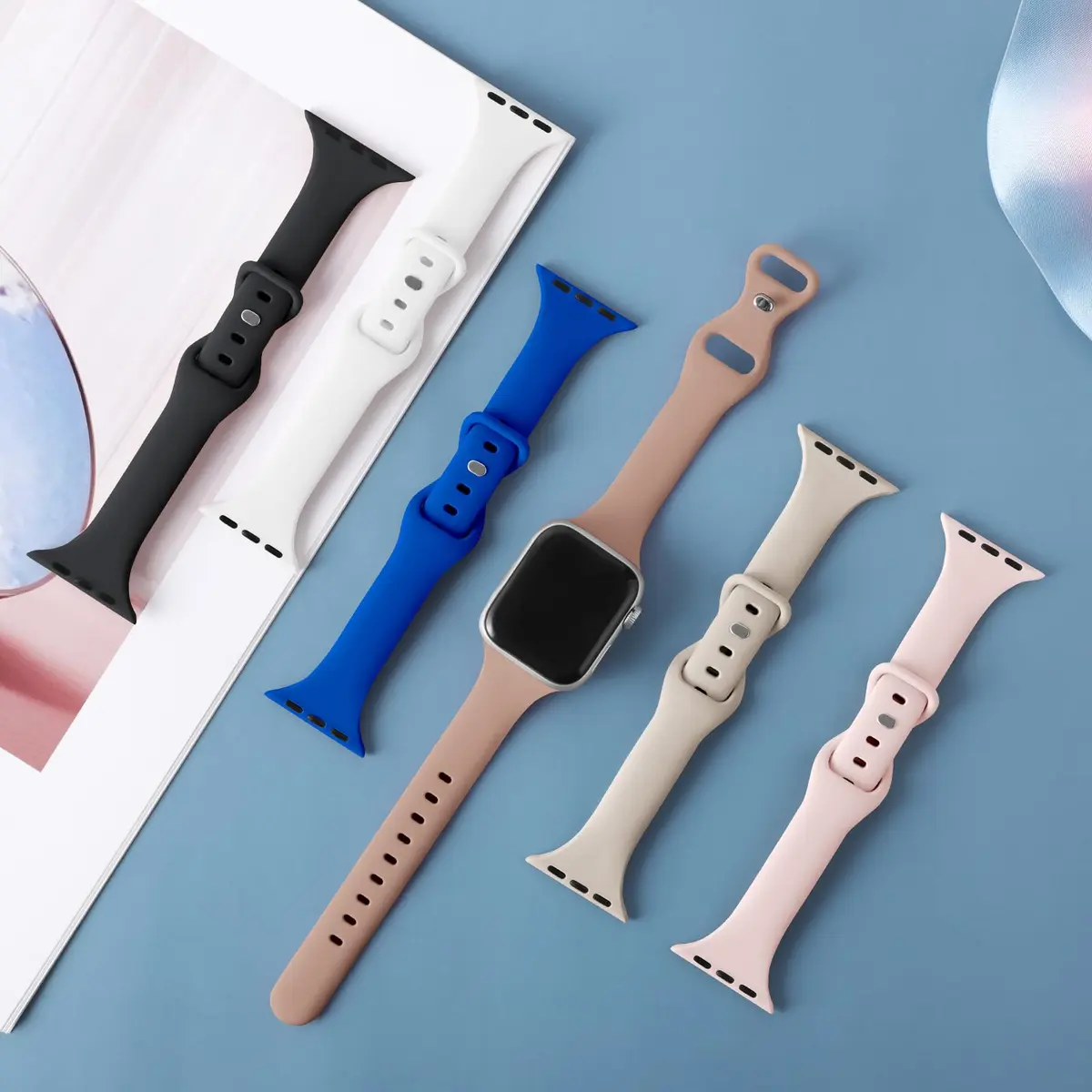 Eilesuny Slim Thin Bands Compatible with Apple Watch 38mm-49mm | 6 Pack Soft Silicone Sport Strap for iWatch Series 1-11 Ultra SE - view 2