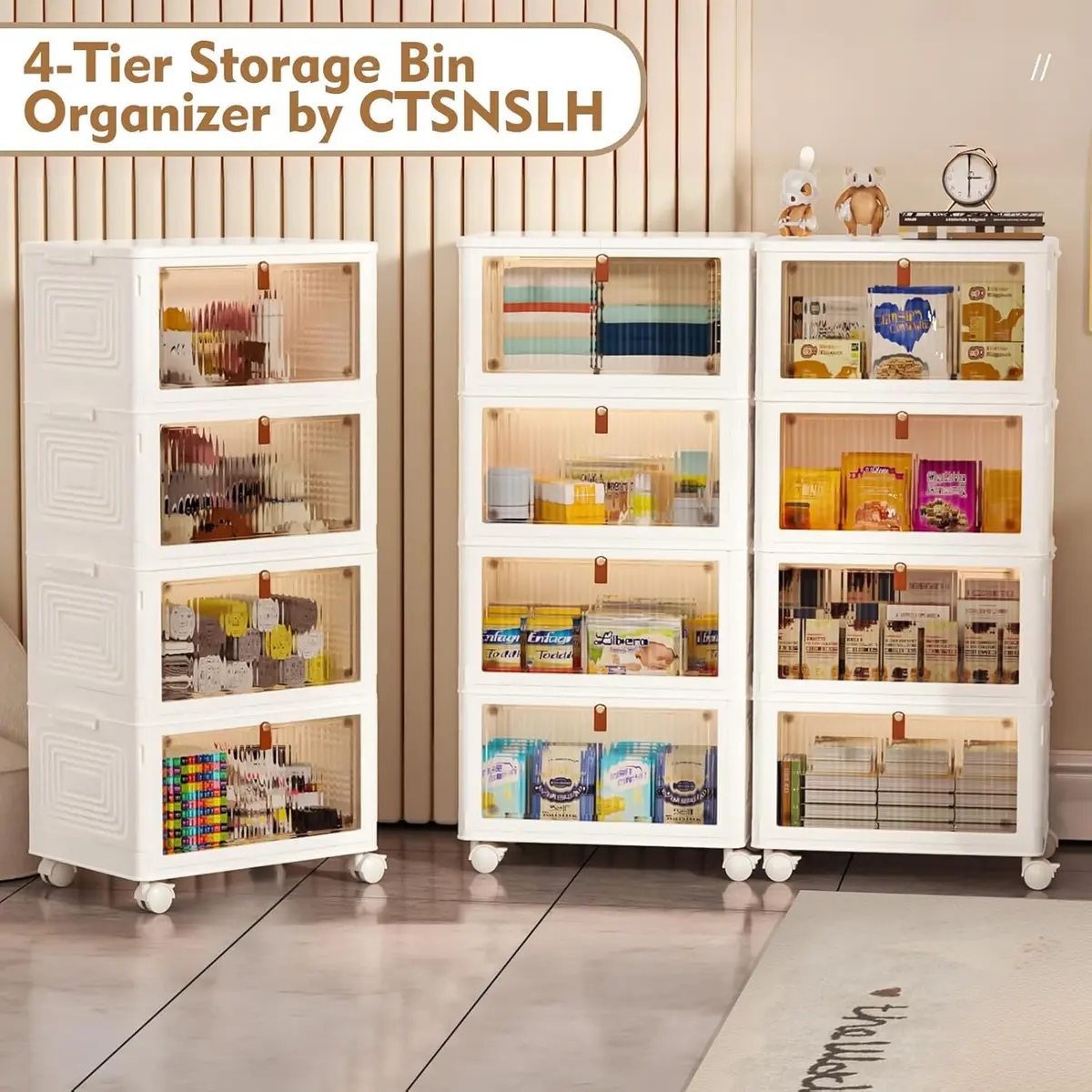CTSNSLH 4 Tier Plastic Storage Bins with Lid 23QT | Stackable, Durable & Space-Saving - view 5