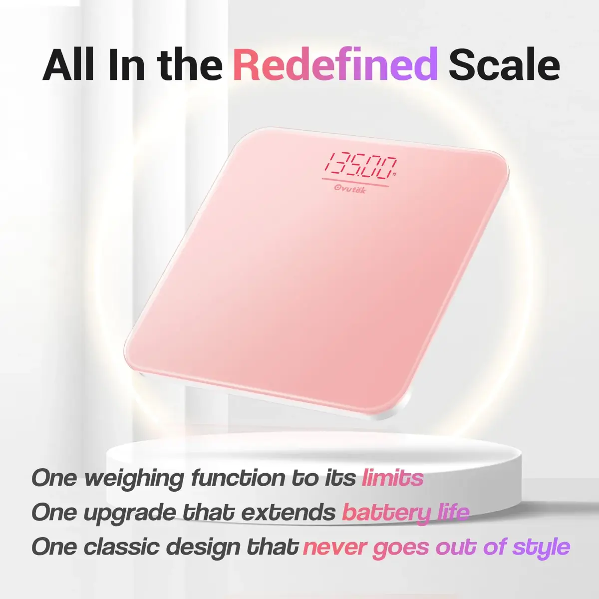Ovutek Pink Digital Body Weight Scale 181 kg (400 lb) | FDA Approved, Accurate to 0.1 lb - view 2